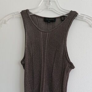 Ted Baker Sleeveless Ribbed Knit Tank Top in Dark Taupe